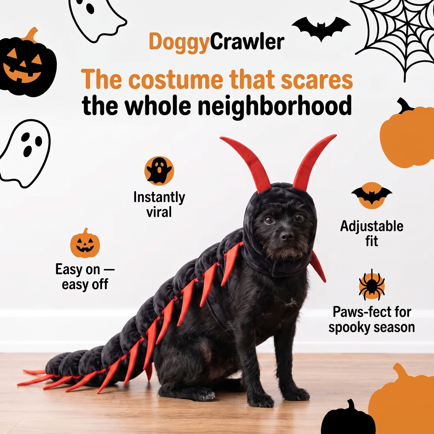 Doggy Crawler™ Dog & Cat Centipede Costume | Soft Plush, Adjustable Fit